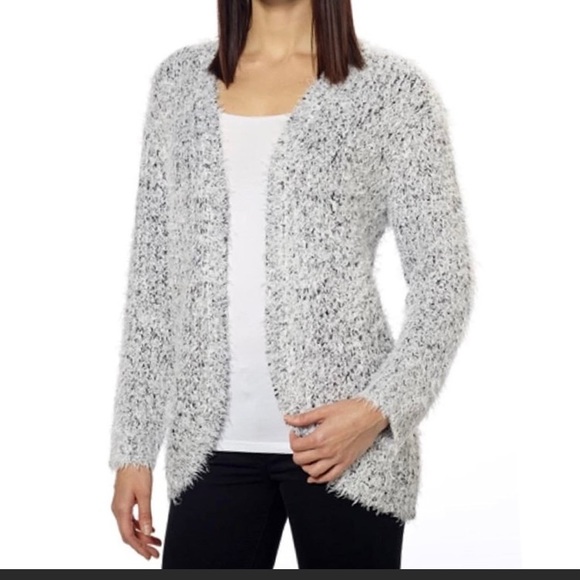 Kensie Black And White Fuzzy
Eyelash Open Front Cardigan - Picture 2 of 5